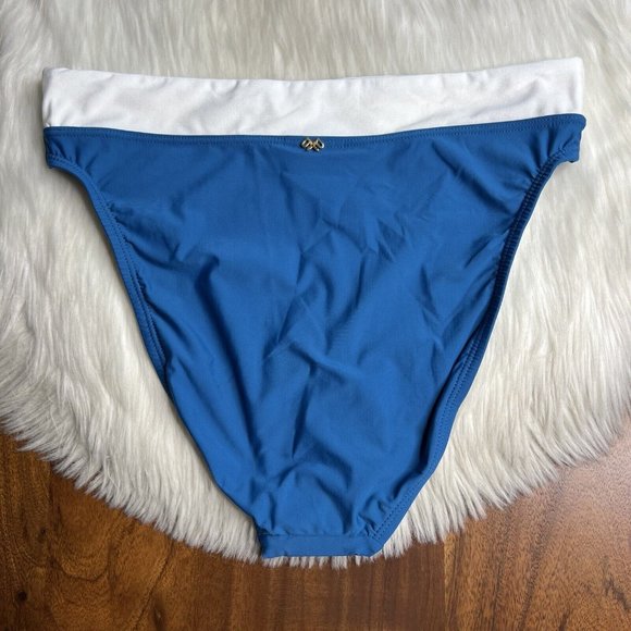 PilyQ Women's Size Large‎ Island Blue White High Waisted Bikini Bottom Swimwear - Picture 6 of 8